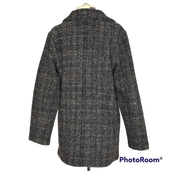 Plaid Grey Wool Blend Coat - Picture 8 of 8